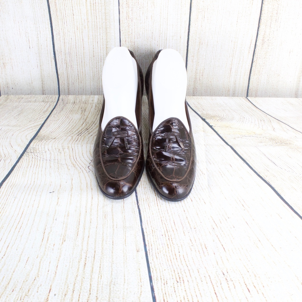 Stuart Weitzman Brown Loafer Leather Heels Size 9 - Picture 5 of 8